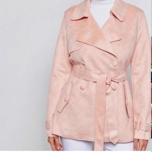 faux suede light pink trench S